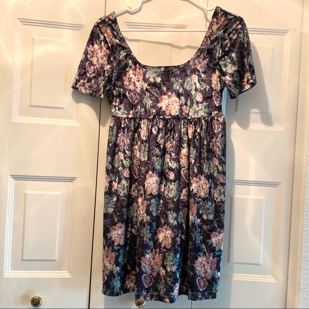 Current Mood velvet floral babydoll dress